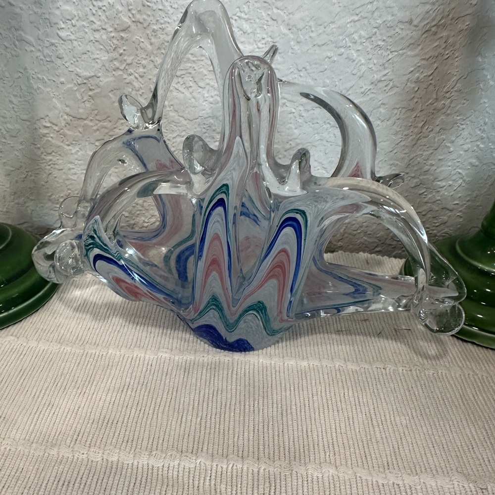 Murano  Blue Wave Glass Art Sculpture - no Murano sticker